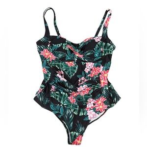 Ekouaer Floral Ruched One Piece Swimsuit Size XXL